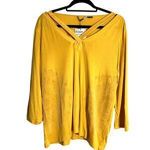 DESIGUAL TS Lorren Top NWT $79 Embellished Design V Neck Size XL (US L)